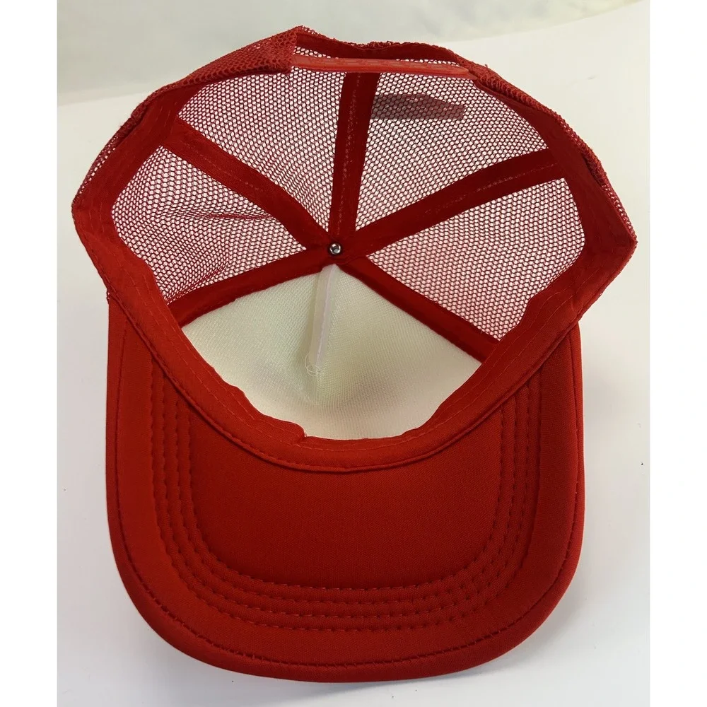 The Christmas Shoppe Red White Glitter Bow Trucker Hat Holiday Party Accessory